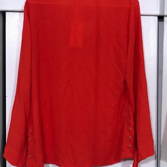 NWT Rose + Olive Long Sleeved V-Neck Persimmon Top - Picture 7 of 7